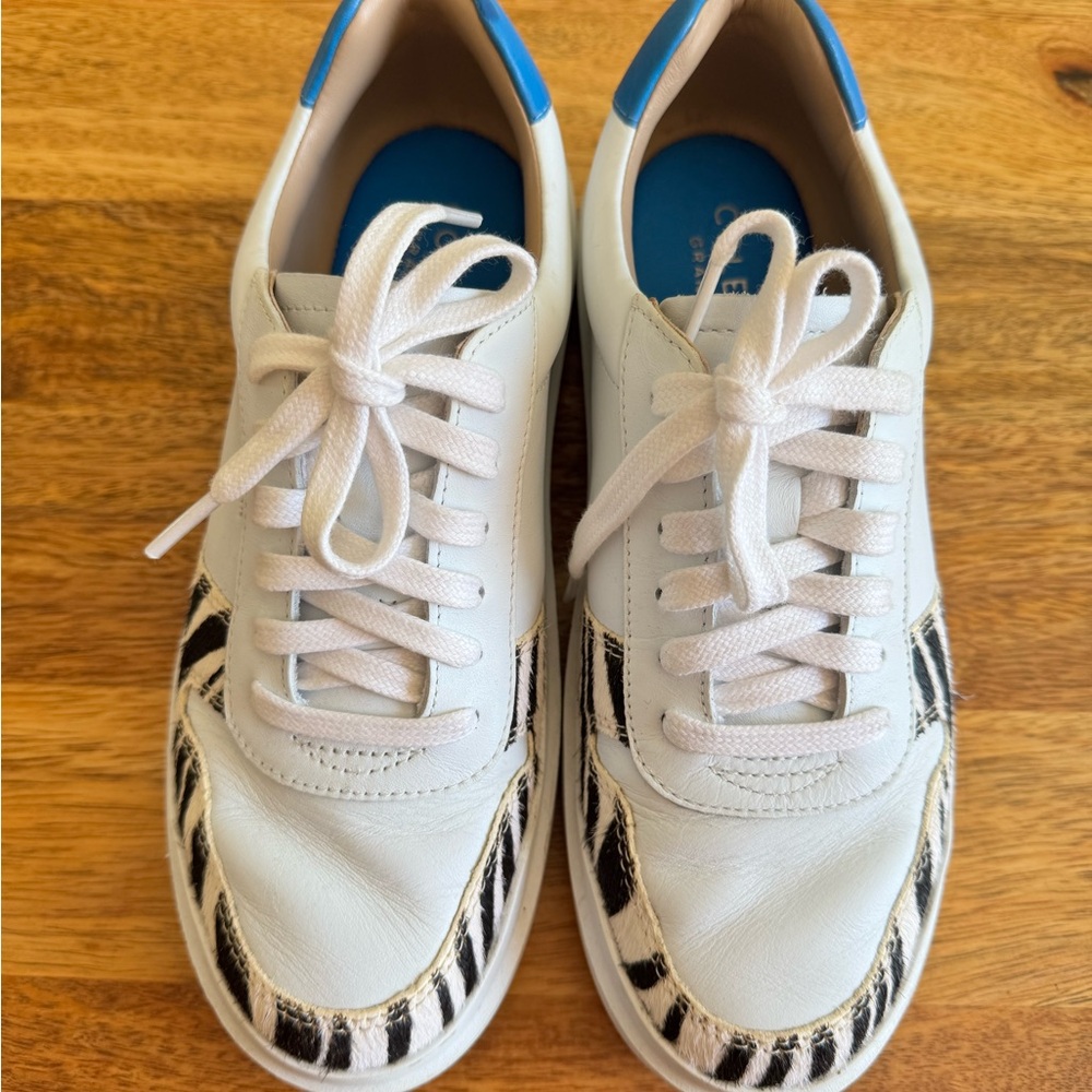 Cole Haan White and Black Zebra Print Sneakers